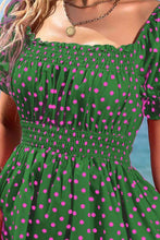 Load image into Gallery viewer, Polka Dot Square Neck Smocked Waist Dress
