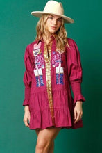 Load image into Gallery viewer, Full Size Nutcracker Sequin Lantern Sleeve Tiered Dress
