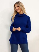Load image into Gallery viewer, Slit Turtleneck Dropped Shoulder Sweater
