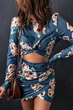 Load image into Gallery viewer, Twisted Cutout Printed Long Sleeve Dress
