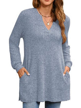 Load image into Gallery viewer, Slit Notched Pocketed Long Sleeve T-Shirt
