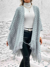 Load image into Gallery viewer, Open Front Fringe Hem Poncho
