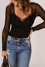 Load image into Gallery viewer, Spliced Lace Sweetheart Neck Bodysuit
