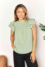 Load image into Gallery viewer, Double Take Pleated Detail Flutter Sleeve Blouse

