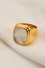 Load image into Gallery viewer, Stainless Steel 18K Gold-Plated Inlaid Shell Ring
