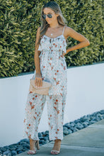 Load image into Gallery viewer, Floral Spaghetti Strap Ruffled Wide Leg Jumpsuit

