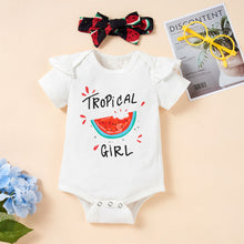 Load image into Gallery viewer, Baby Girl Graphic Ruffle Shoulder Bodysuit and Bloomer Set
