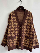 Load image into Gallery viewer, Houndstooth Botton Front  Cardigan with Pockets
