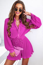 Load image into Gallery viewer, Pleated Half Button Drawstring Romper
