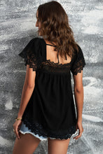 Load image into Gallery viewer, Spliced Lace Tie-Back Babydoll Top
