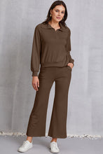 Load image into Gallery viewer, Half Zip Collared Neck Sweatshirt and Pants Set
