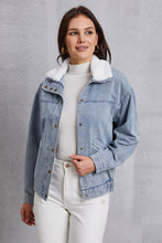 Load image into Gallery viewer, Snap Down Collared Neck Denim Jacket
