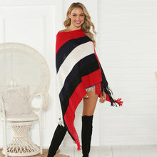 Load image into Gallery viewer, Striped Fringe Trim Poncho
