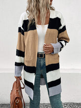 Load image into Gallery viewer, Color Block Open Front Drop Shoulder Cardigan
