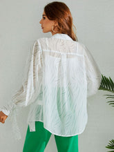 Load image into Gallery viewer, Printed Tie-Cuff Balloon Sleeve Sheer Shirt
