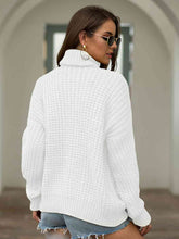 Load image into Gallery viewer, Turtleneck Cable-Knit Dropped Shoulder Sweater
