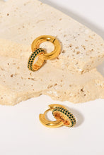 Load image into Gallery viewer, 18K Gold-Plated Inlaid Zircon Double-Hoop Earrings
