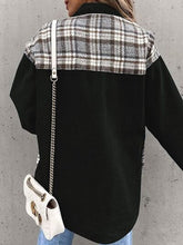 Load image into Gallery viewer, Plaid Button Up Dropped Shoulder Jacket

