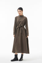 Load image into Gallery viewer, Tie-Waist Mock Neck Midi Dress
