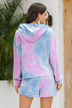 Load image into Gallery viewer, Tie-Dye Drawstring Hoodie and Shorts Set
