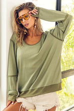 Load image into Gallery viewer, BiBi Waffle Knit Contrast Trim Long Sleeve T-Shirt
