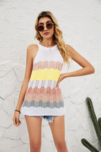 Load image into Gallery viewer, Striped Openwork Sleeveless Knit Top
