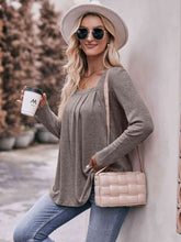Load image into Gallery viewer, Double Take Pleated Detail Curved Hem Long Sleeve Top
