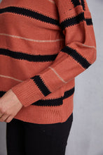 Load image into Gallery viewer, Striped Round Neck Dropped Shoulder Sweater
