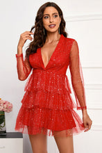 Load image into Gallery viewer, Contrast Sequin Plunge Layered Dress
