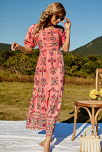 Load image into Gallery viewer, Floral Ruched Puff Sleeve Tiered Maxi Dress
