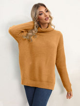 Load image into Gallery viewer, Slit Turtleneck Dropped Shoulder Sweater
