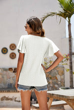 Load image into Gallery viewer, Eyelet Flutter Sleeve Short Sleeve Top
