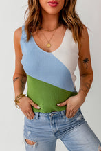 Load image into Gallery viewer, Color Block Ribbed Scoop Neck Knit Tank
