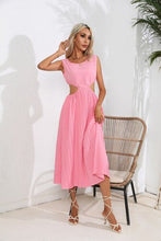Load image into Gallery viewer, Cutout Ruched Round Neck Tank Dress
