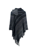 Load image into Gallery viewer, Striped Fringe Hem Hooded Poncho
