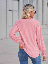 Load image into Gallery viewer, V-Neck Eyelet Flounce Sleeve Blouse

