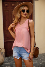 Load image into Gallery viewer, Keyhole Back Ruffle Shoulder Sleeveless Top
