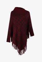 Load image into Gallery viewer, Houndstooth Turtleneck Fringe Hem Poncho
