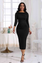 Load image into Gallery viewer, Ruched Boat Neck Midi Dress
