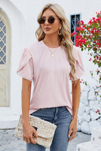Load image into Gallery viewer, Round Neck Petal Sleeve T-Shirt
