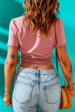 Load image into Gallery viewer, Spliced Lace Button Front Cropped Top
