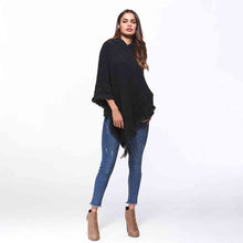 Load image into Gallery viewer, Openwork Fringe Hem Hooded Poncho
