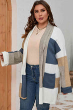 Load image into Gallery viewer, Plus Size Color Block Long Sleeve Cardigan
