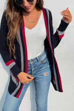 Load image into Gallery viewer, Open Front Striped Long Sleeve Cardigan
