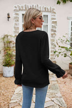 Load image into Gallery viewer, Eyelet Lace Trim Flounce Sleeve Blouse
