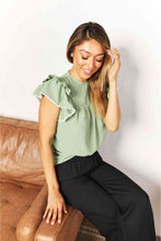 Load image into Gallery viewer, Double Take Pleated Detail Flutter Sleeve Blouse
