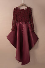Load image into Gallery viewer, Spliced Lace High-Low Long Sleeve Dress
