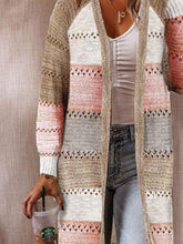 Load image into Gallery viewer, Color Block Open Front Openwork Cardigan
