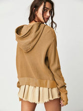 Load image into Gallery viewer, Waffle-Knit Dropped Shoulder Hooded Jacket

