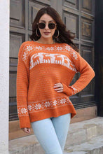 Load image into Gallery viewer, Reindeer &amp; Snowflake Pattern Dropped Shoulder Pullover Sweater
